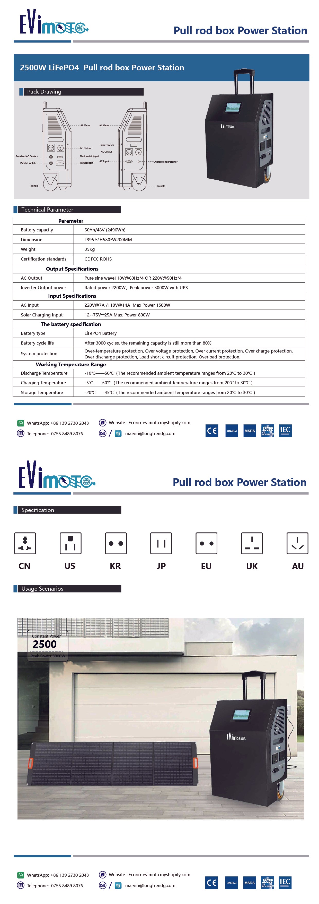 New arrivals for Tesla/Porsche-Evimota 2500W LiFePO4 Portable power stations-for the emergency aid only